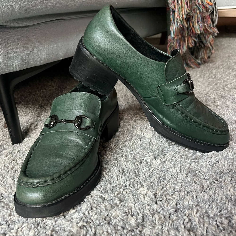 Green Leather E8 by Miista Loafers